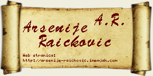 Arsenije Raičković vizit kartica